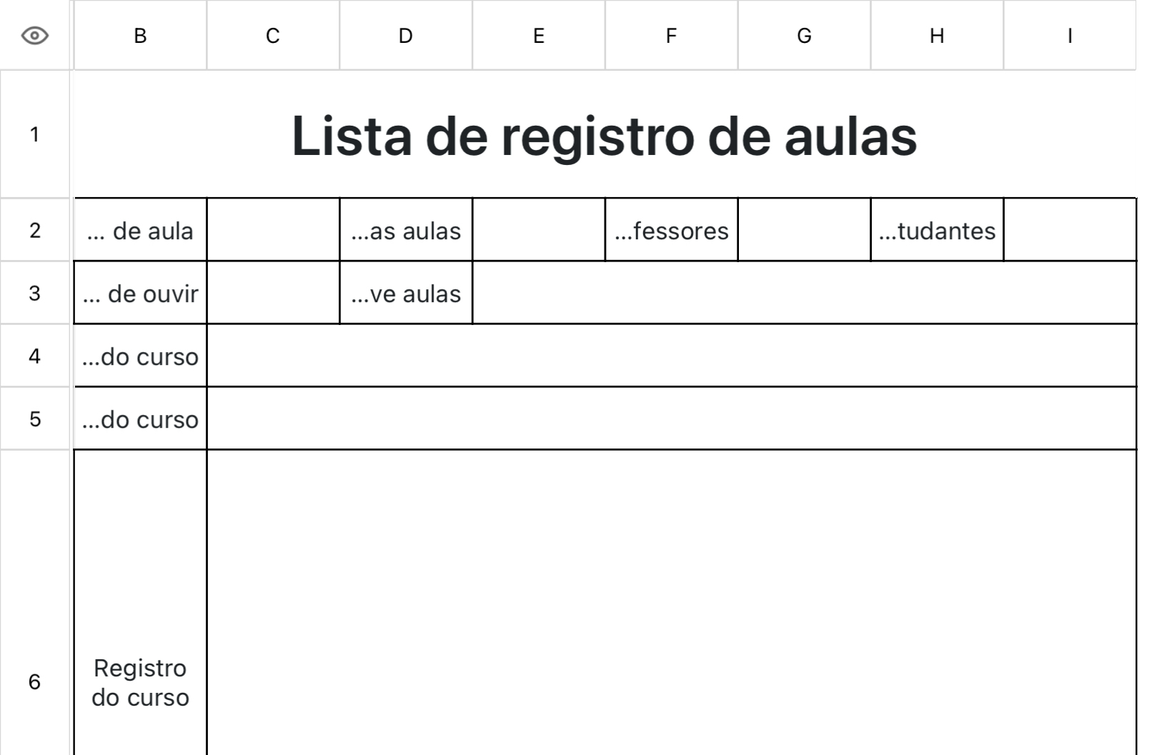Lista de registro de aulas